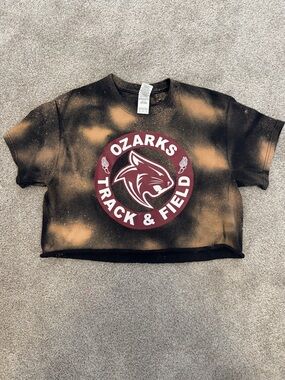 Ozarks Track & Field Black Bleached Crop Tee